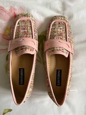 Pink Tweed Slip-On Loafers for Women Italian brand